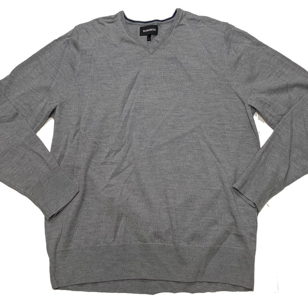 L / Bonobos Men's Gray Sweater v neck